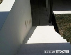 classic white limestone for wall cladding and stair at Samumjan villa